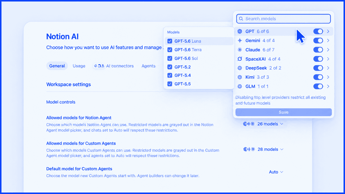 Notion Coach guides admins to manage premium AI credits and model access.